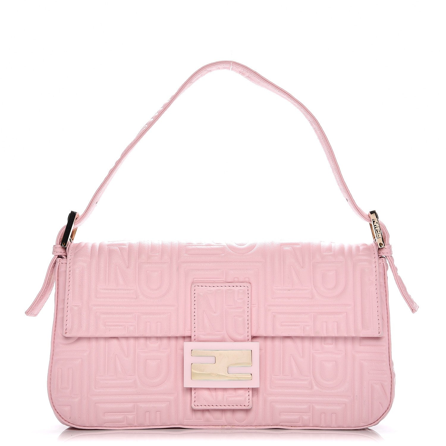 Fendi Nappa Logo Embossed Baguette Pink 1 of 10
