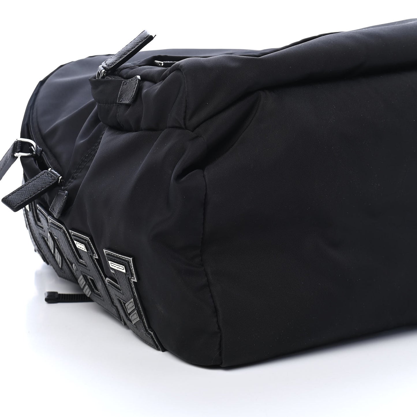 Nylon Tessuto Logo Patch Backpack Black