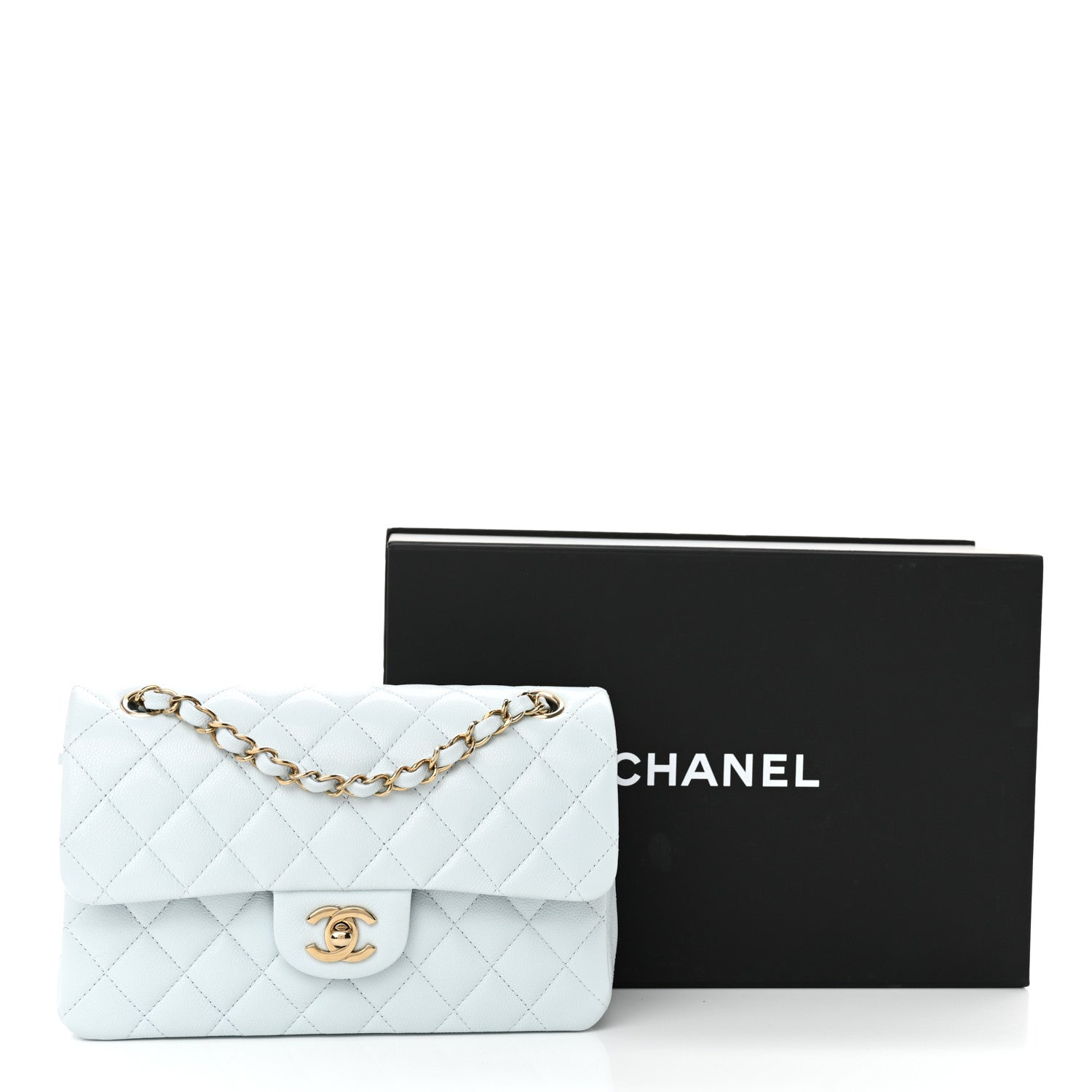 Chanel Caviar Quilted Small Double Flap Light Blue 11 of 11