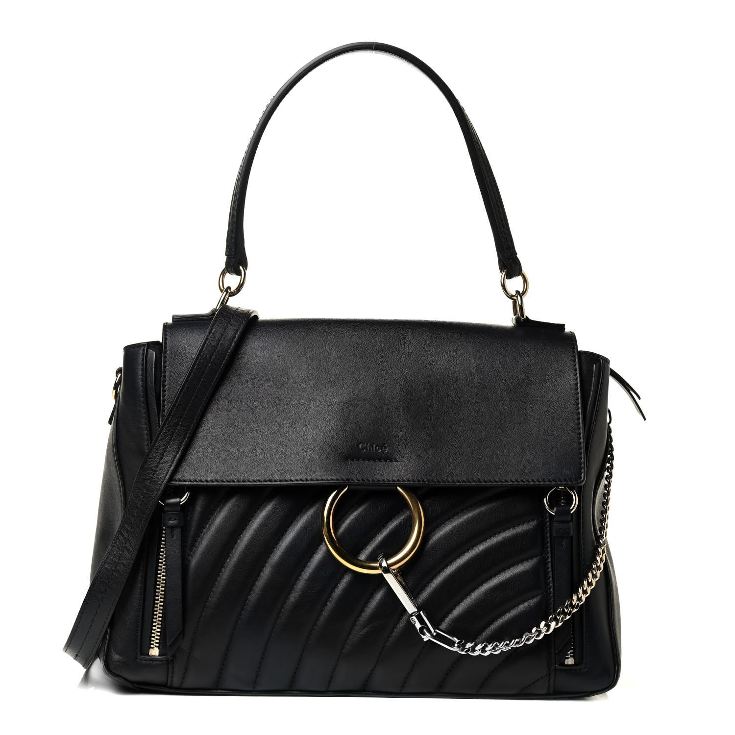 Chloe Smooth Calfskin Quilted Medium Faye Day Shoulder Bag Full Blue 1 of 9