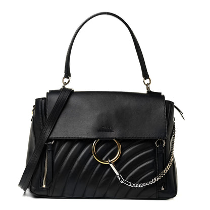 Chloe Smooth Calfskin Quilted Medium Faye Day Shoulder Bag Full Blue 1 of 9