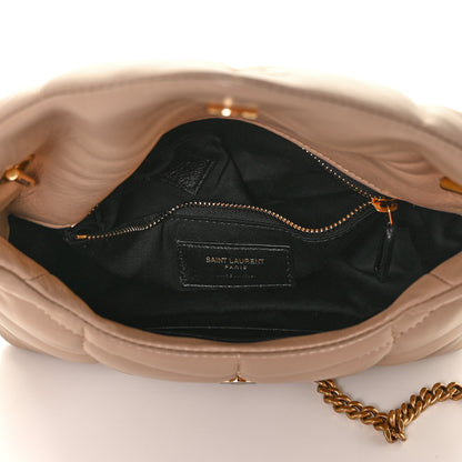 Saint Laurent Lambskin Quilted Toy Loulou Puffer Monogram Chain Satchel Dark Beige 4 of 11