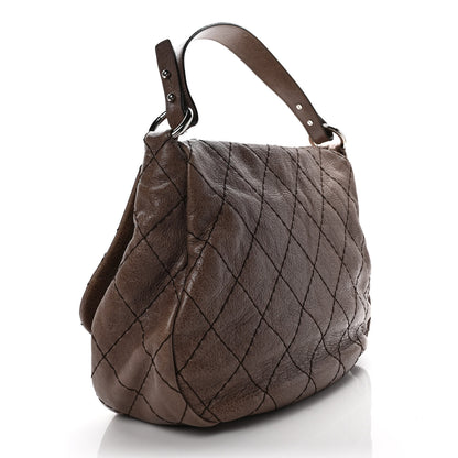Chanel Glazed Calfskin Stitched XL On The Road Flap Brown 3 of 11