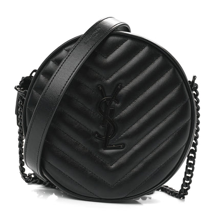Saint Laurent Calfskin Matelasse Chevron Round Vinyle Camera Bag Black 1 of 12