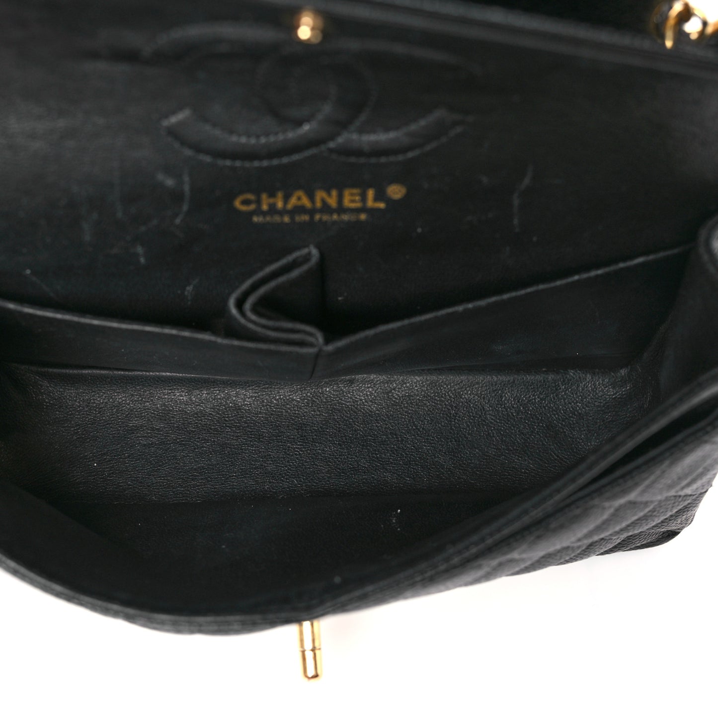 Caviar Quilted Small Double Flap Black