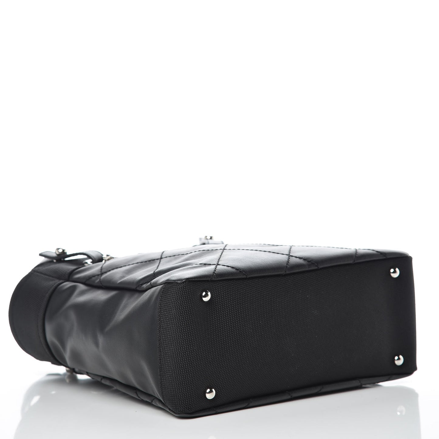 Coated Canvas Quilted Small Paris Biarritz Tote Black