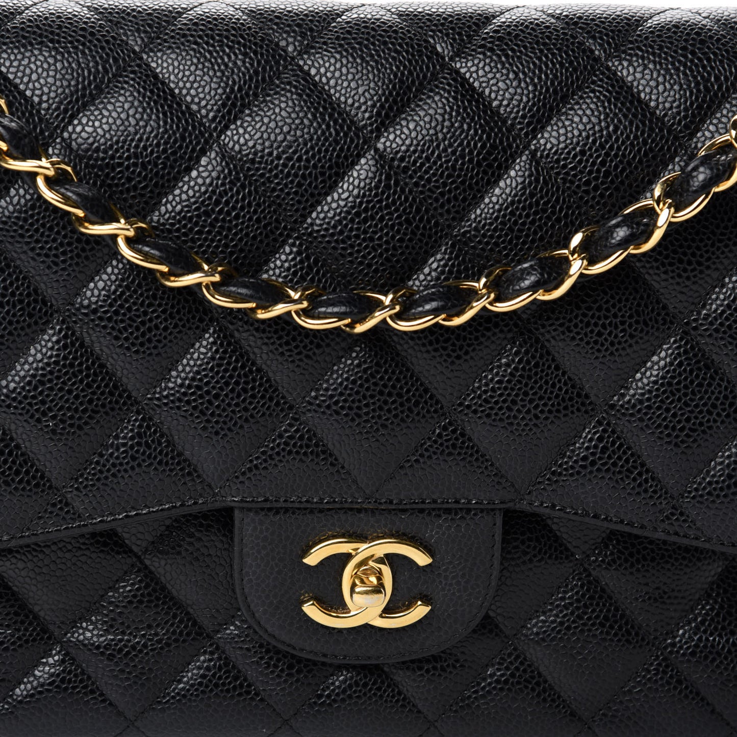 Caviar Quilted Jumbo Double Flap Black