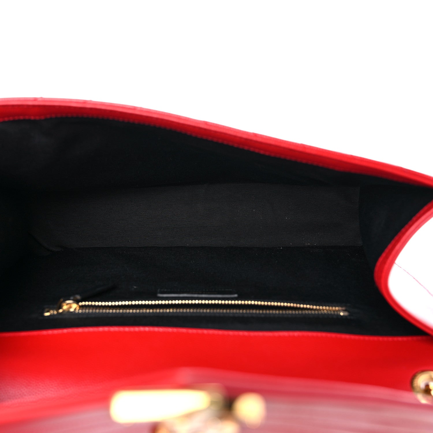 Saint Laurent Grain De Poudre Matelasse Chevron Large Monogram Satchel Lipstick Red 5 of 14