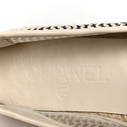 Chanel Mesh Grosgrain CC Espadrilles 38 Beige Black 6 of 8