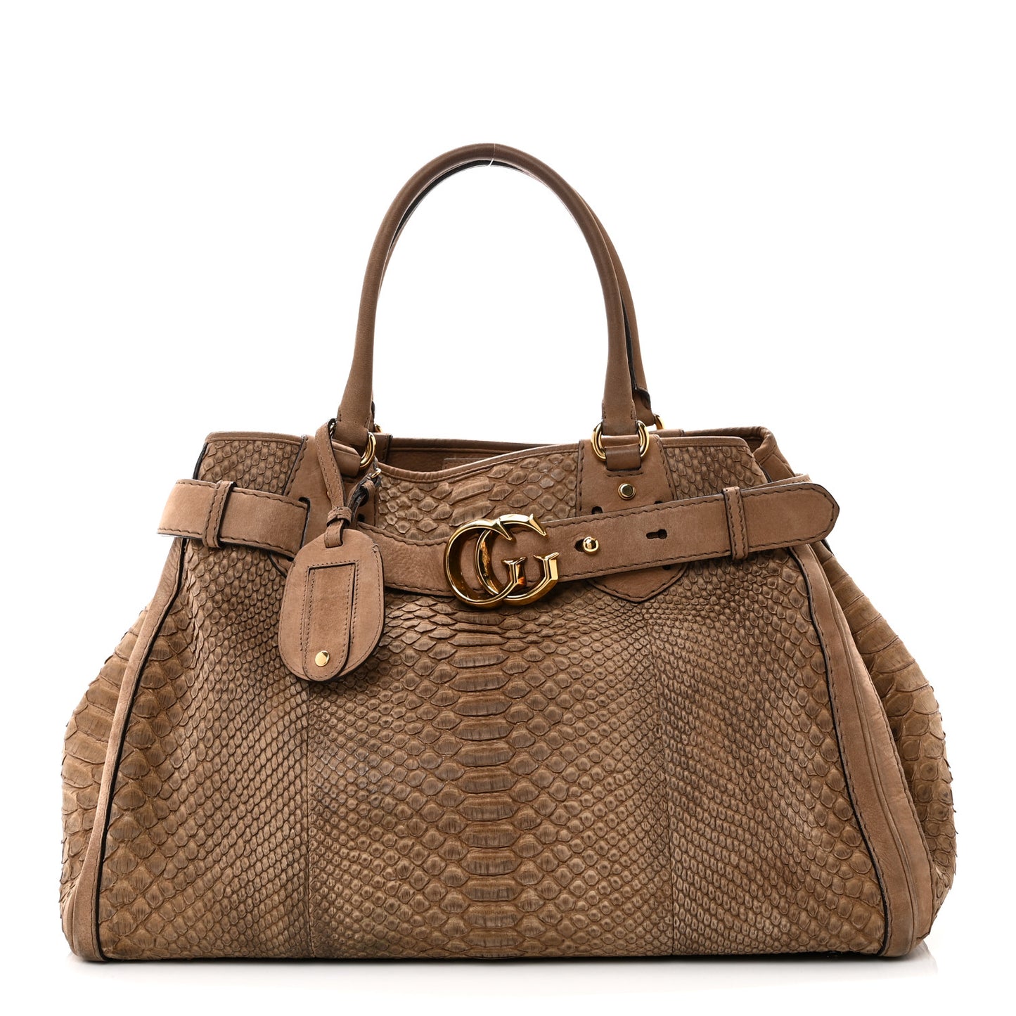 Snakeskin Large GG Running Tote Brown