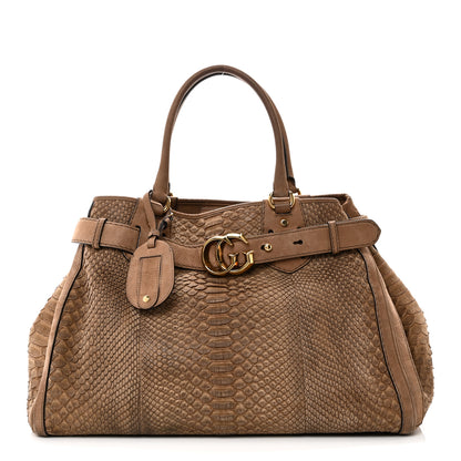 Gucci Snakeskin Large GG Running Tote Brown 1 of 9