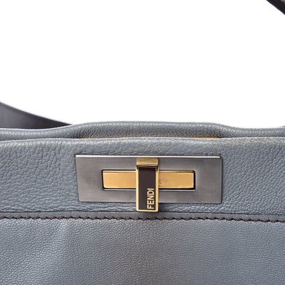 Fendi Goatskin Zucca Large Peekaboo Iconic Satchel Grigio Tobacco Black 11 of 20