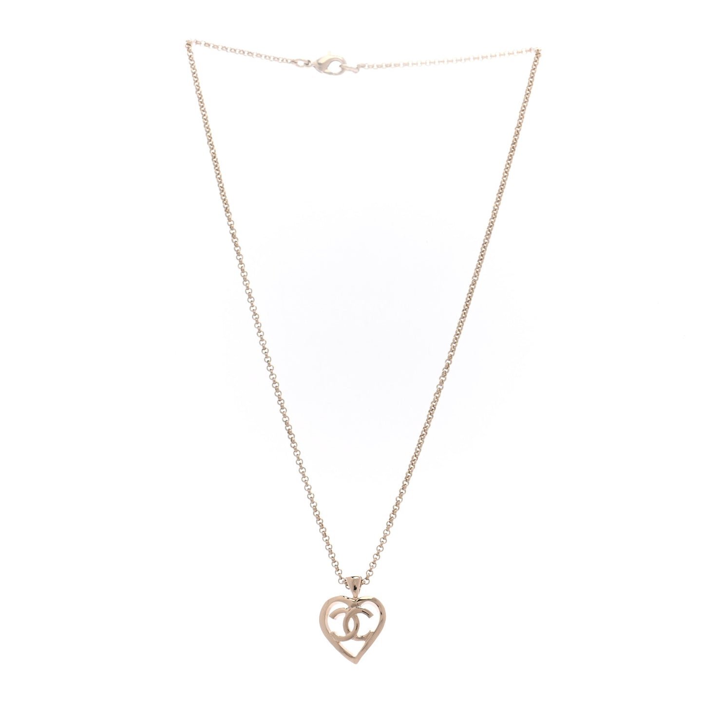 CC Heart Chain Pendant Necklace Gold