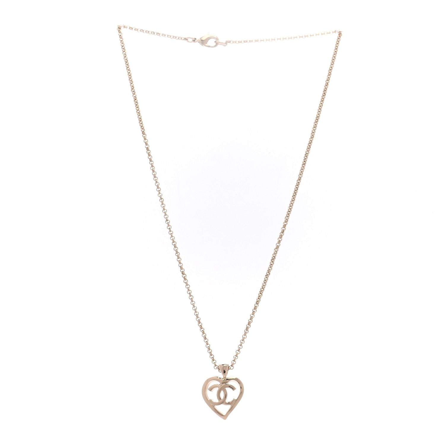 Chanel CC Heart Chain Pendant Necklace Gold 3 of 5