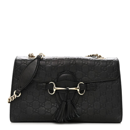 Gucci Guccissima Medium Emily Chain Shoulder Bag Black 1 of 13