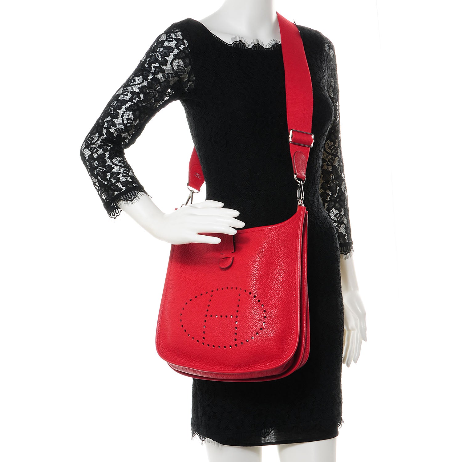 Hermes Taurillon Clemence Evelyne PM III Rouge Casaque 2 of 8