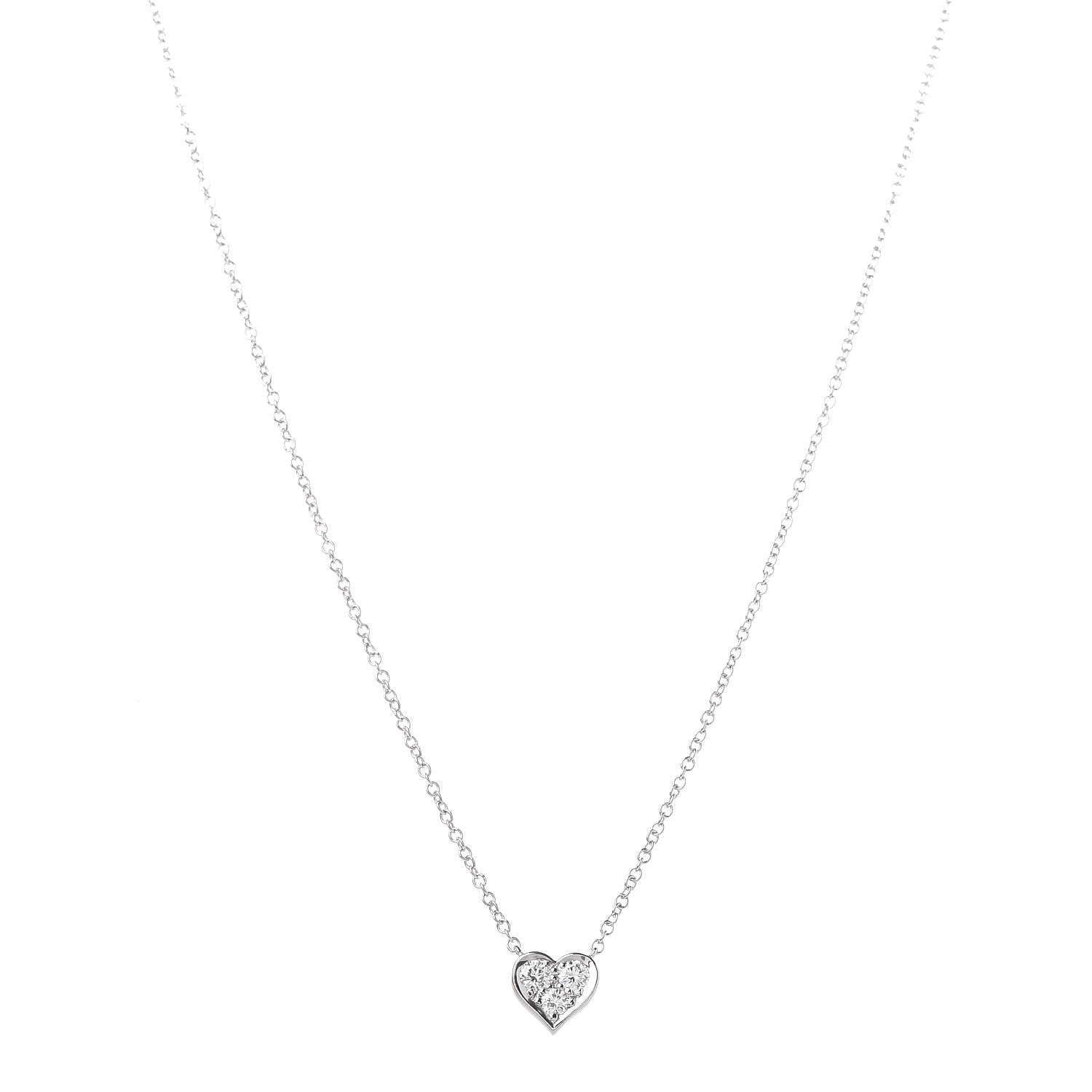 Tiffany Platinum Diamond Heart Pendant Necklace 1 of 5