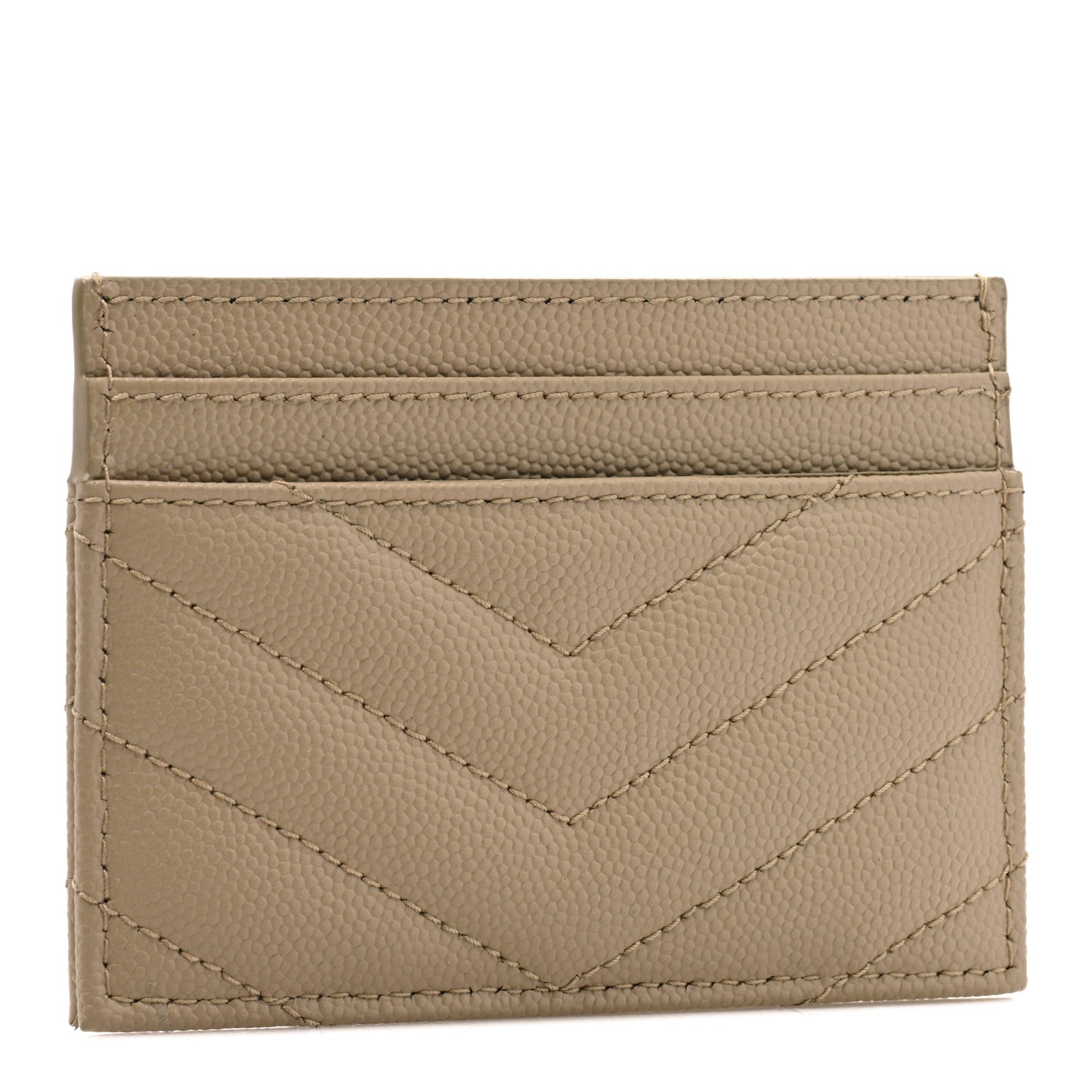 Grain De Poudre Matelasse Chevron Monogram Credit Card Case Dark Beige