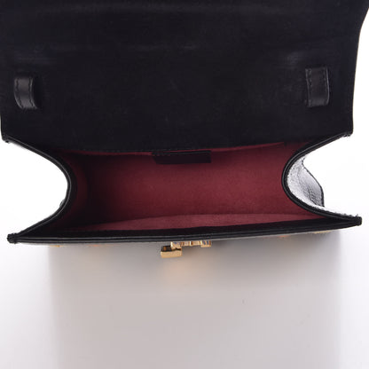 Gucci Patent Embroidered Mini Sylvie Top Handle Bag Black 5 of 9