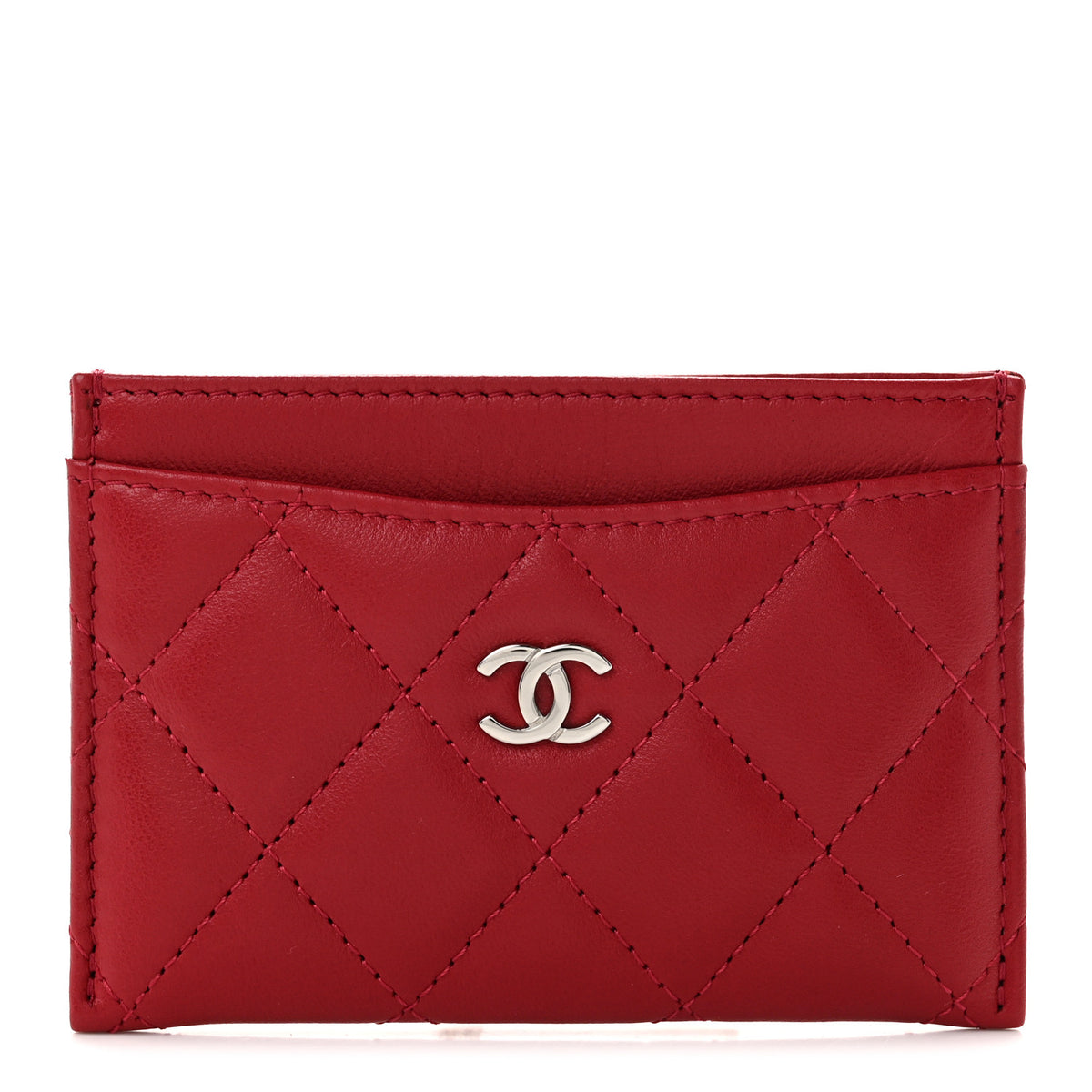Chanel Lambskin Quilted Card Holder Red 1 of 9