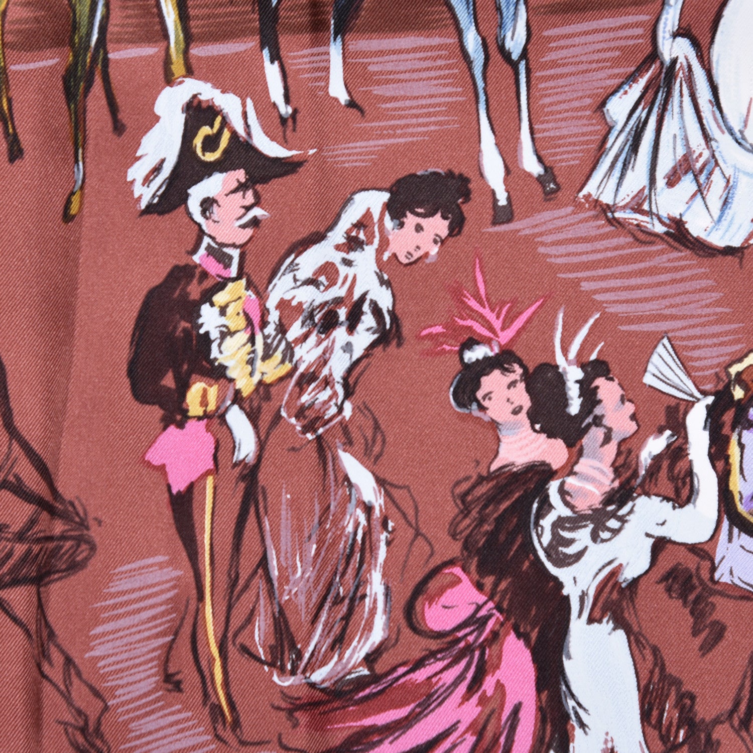 Hermes Silk Soiree De Gala Scarf 90 Cognac Violine Ocre 4 of 7