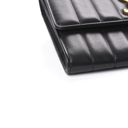 Saint Laurent Lambskin Matelasse Monogram Vicky Chain Wallet Black 8 of 11