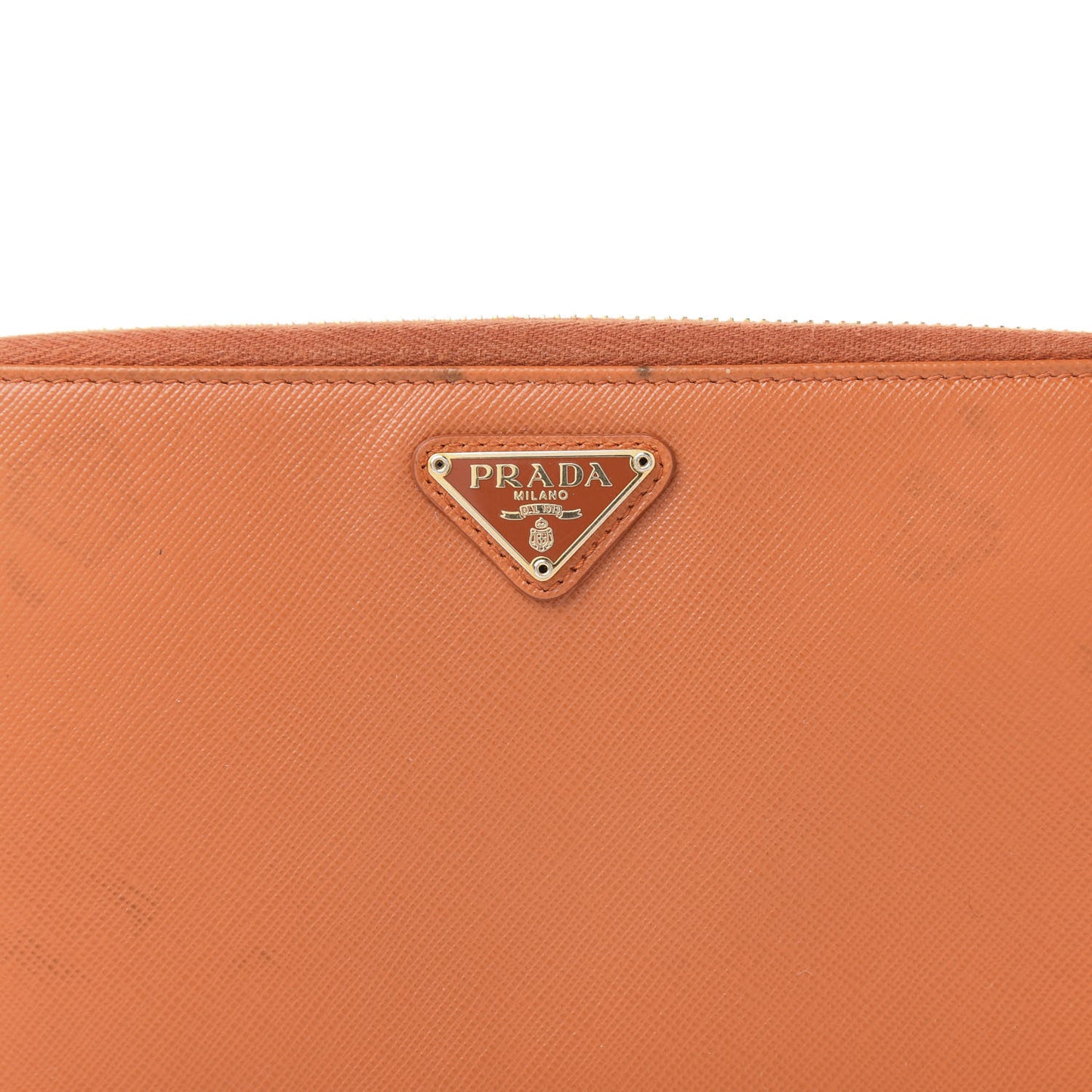 Saffiano Metal Large Zip Around Travel Wallet Papaya