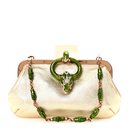 Gucci Metallic Calfskin Jeweled Dragon Evening Bag Gold 1 of 10