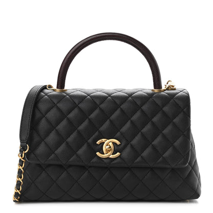 Chanel Caviar Lizard Embossed Quilted Small Coco Handle Flap Black 1 of 11