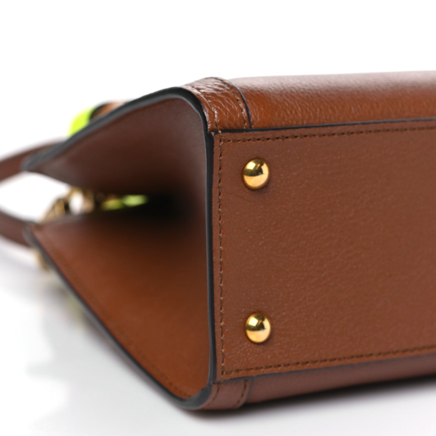Wonka Grain Calfskin Mini Diana Tote Bag Cuir Yellow Fluo