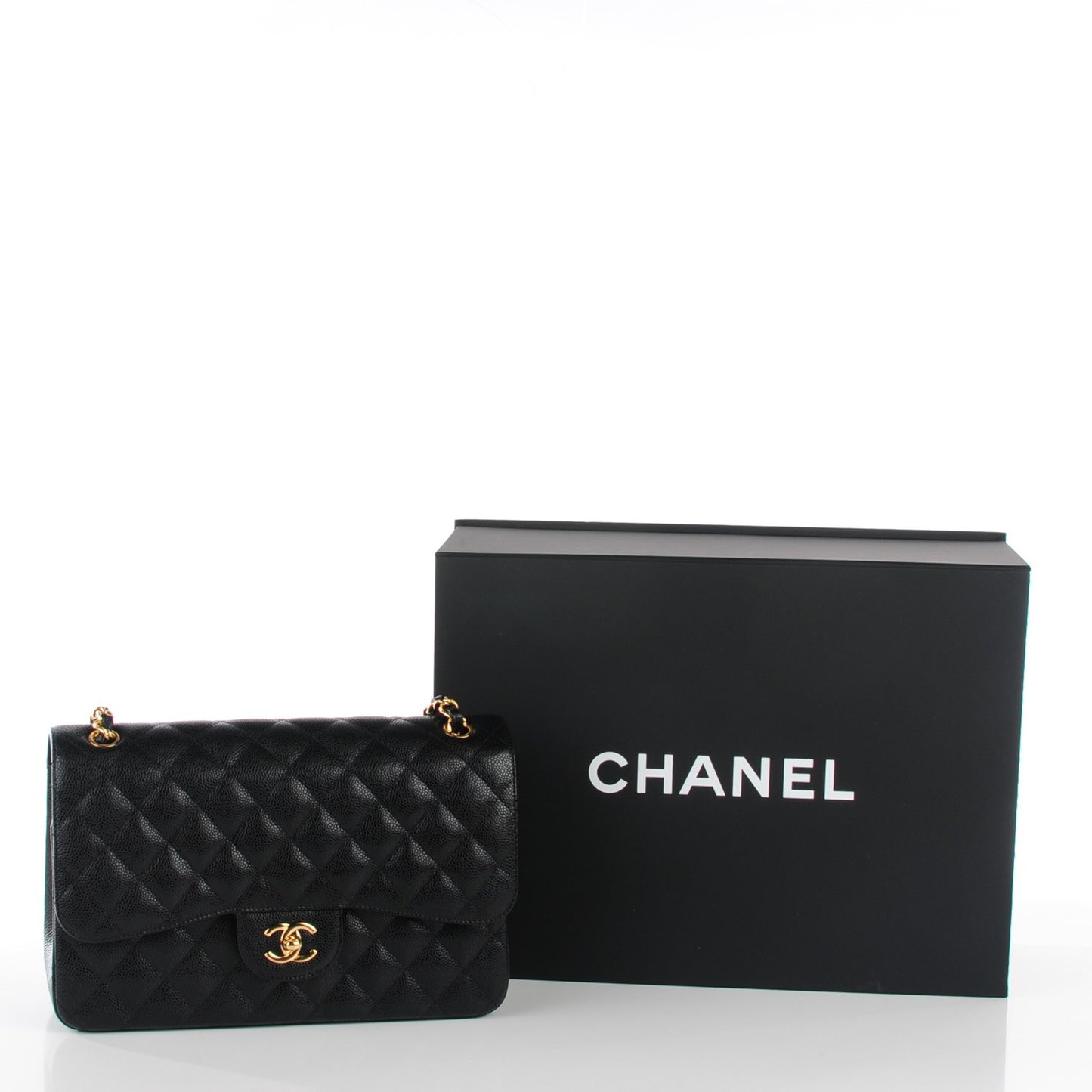 Caviar Quilted Jumbo Double Flap Black