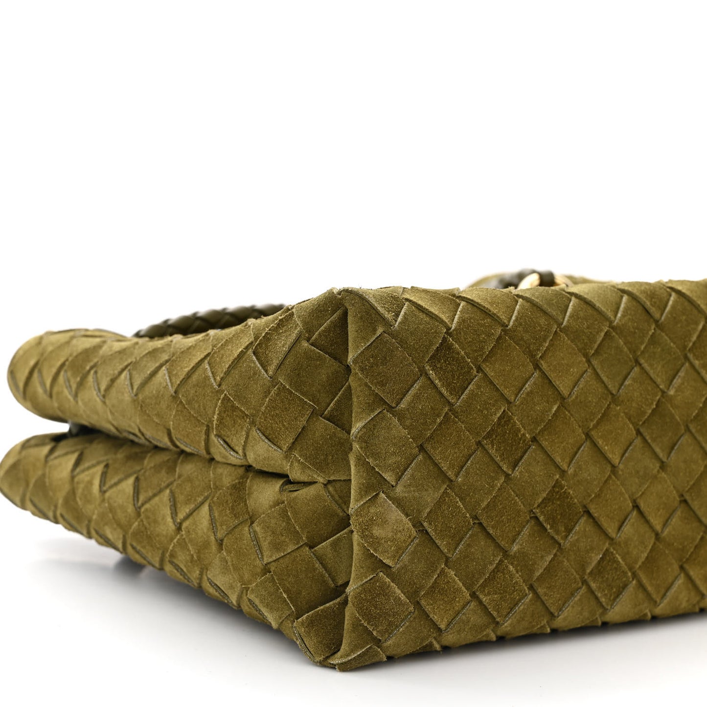 Suede Intrecciato Small Andiamo Shoulder Bag Olive Oil