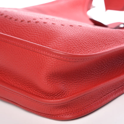 Hermes Taurillon Clemence Evelyne III PM Rouge Casaque 8 of 10
