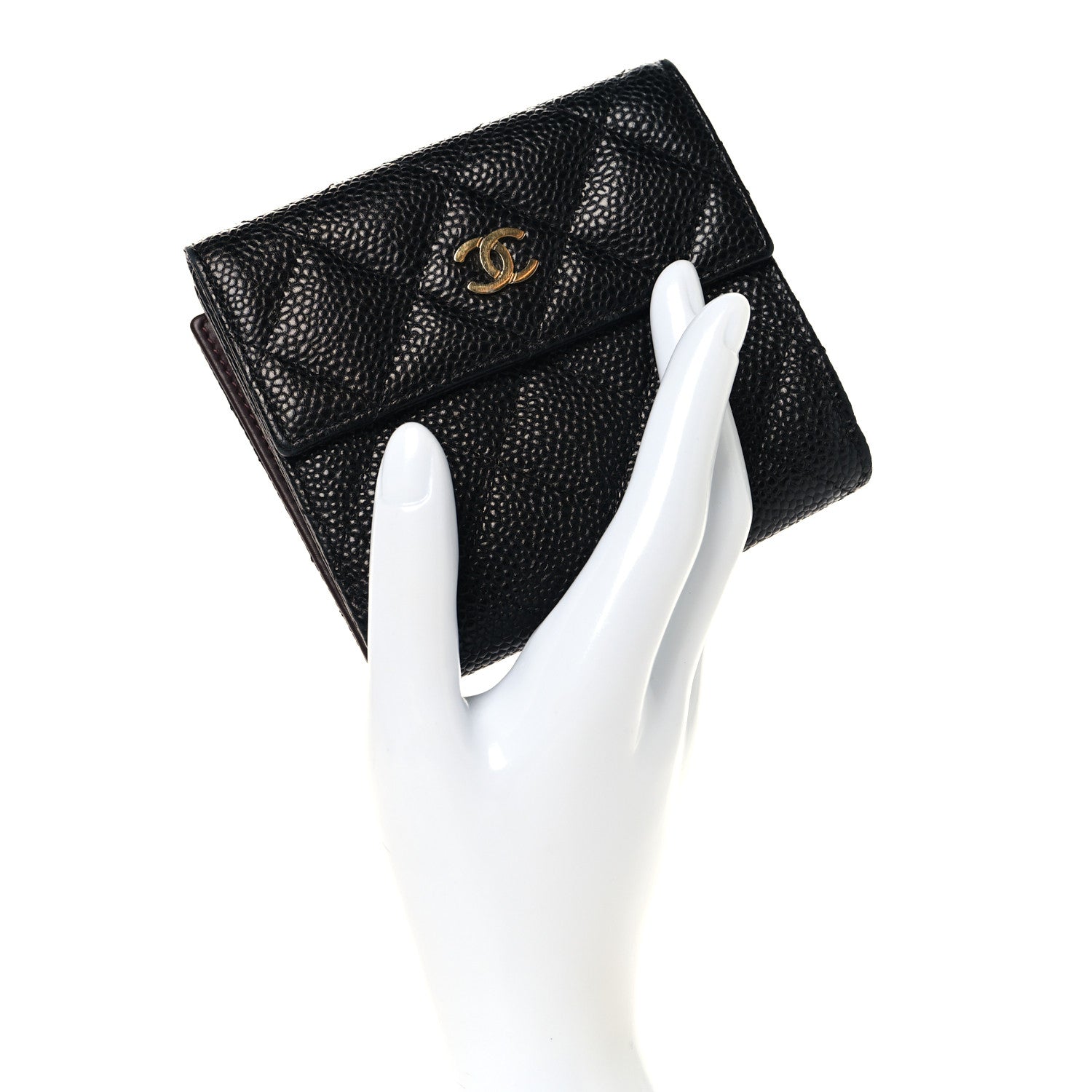 Chanel Caviar Quilted Compact French Flap Wallet Black 2 of 8