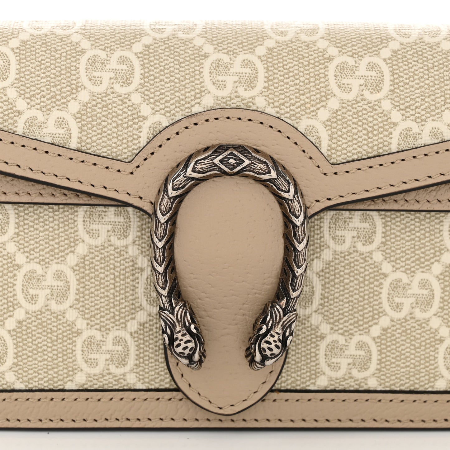 GG Supreme Monogram Textured Dollar Calfskin Super Mini Dionysus Shoulder Bag Beige Mystic White Oatmeal