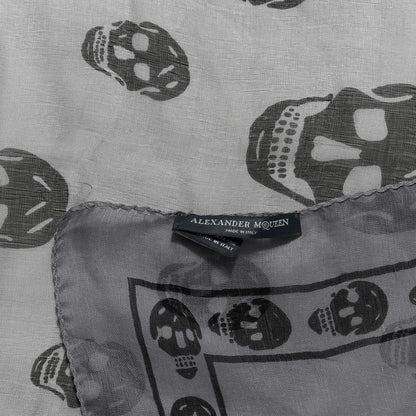 Alexander McQueen Silk Skull Scarf Ivory Black 4 of 6
