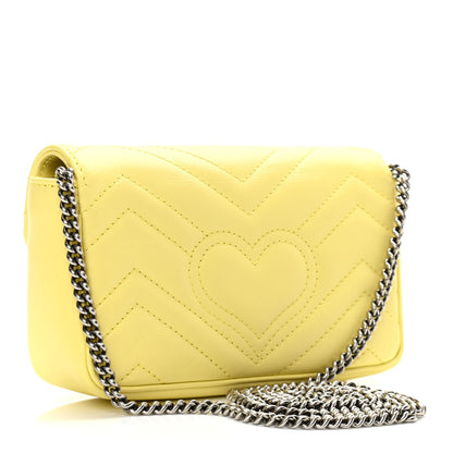 Gucci Calfskin Matelasse Super Mini GG Marmont Shoulder Bag Banana 3 of 11