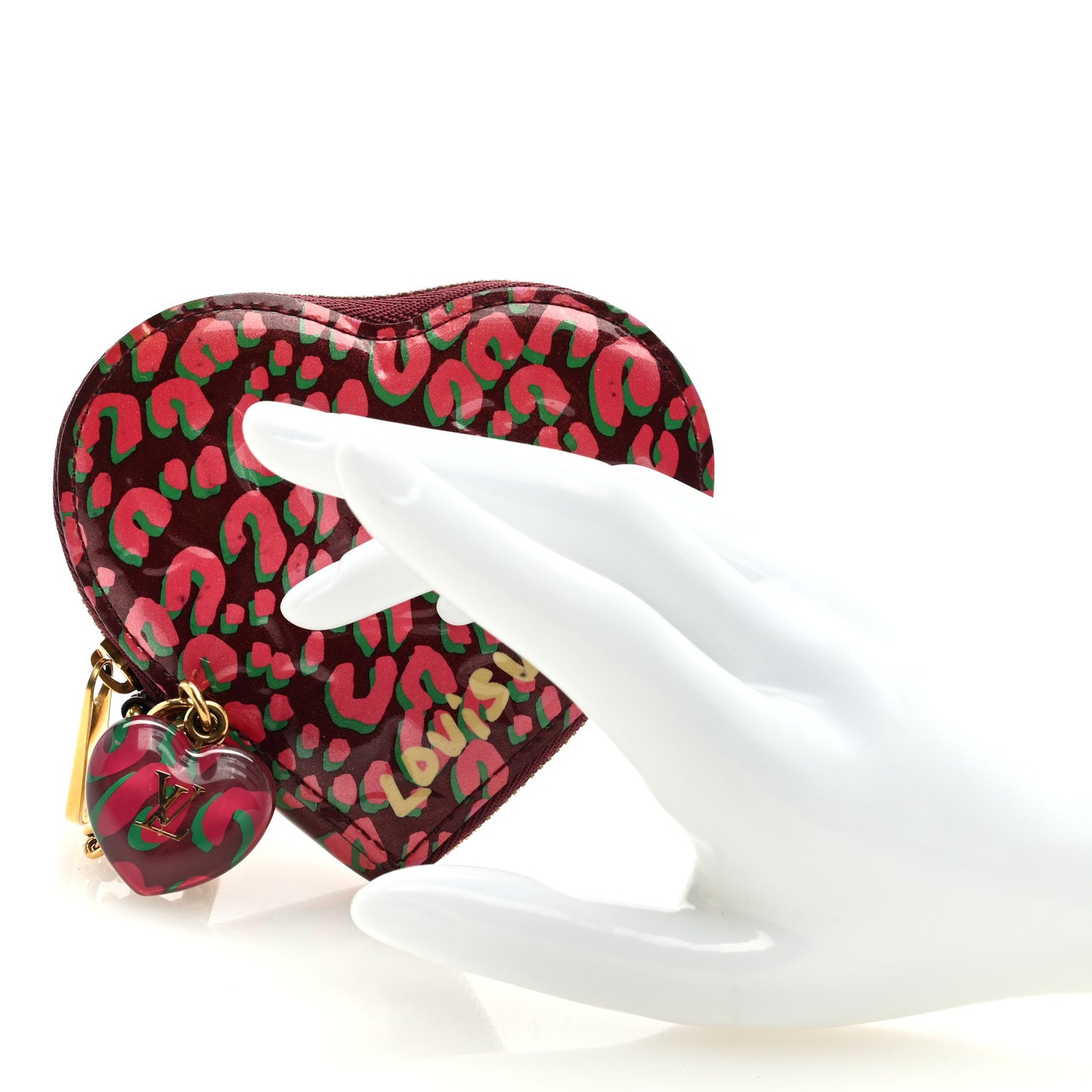 Vernis Leopard Coeur Heart Coin Purse Rouge Fauviste
