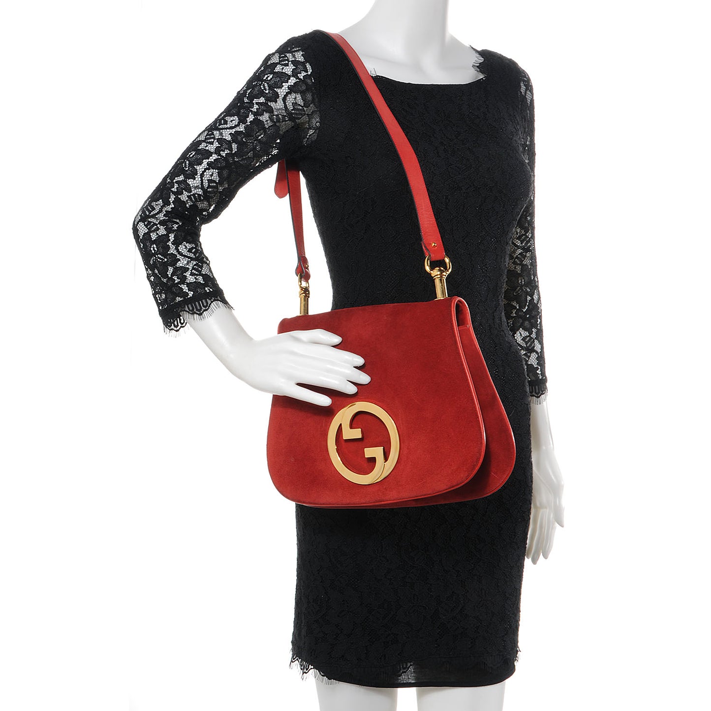 Suede GG Shoulder Bag Red