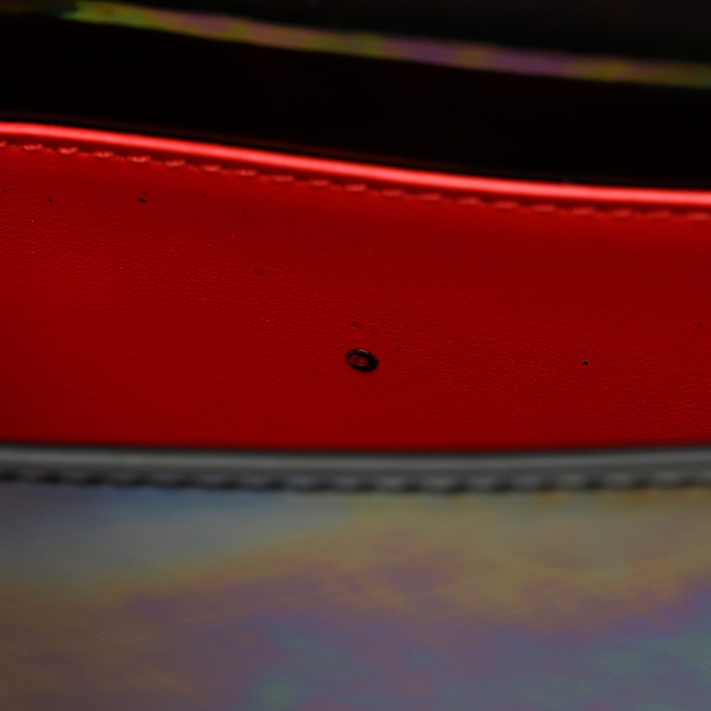 Iridescent Patent Calfskin Mini Elisa Baguette Dark Rainbow