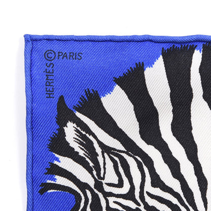 Hermes Silk Carre Zebra Pegasus Nano Scarf 20 Bleu Vif Jaune Blanc 3 of 4