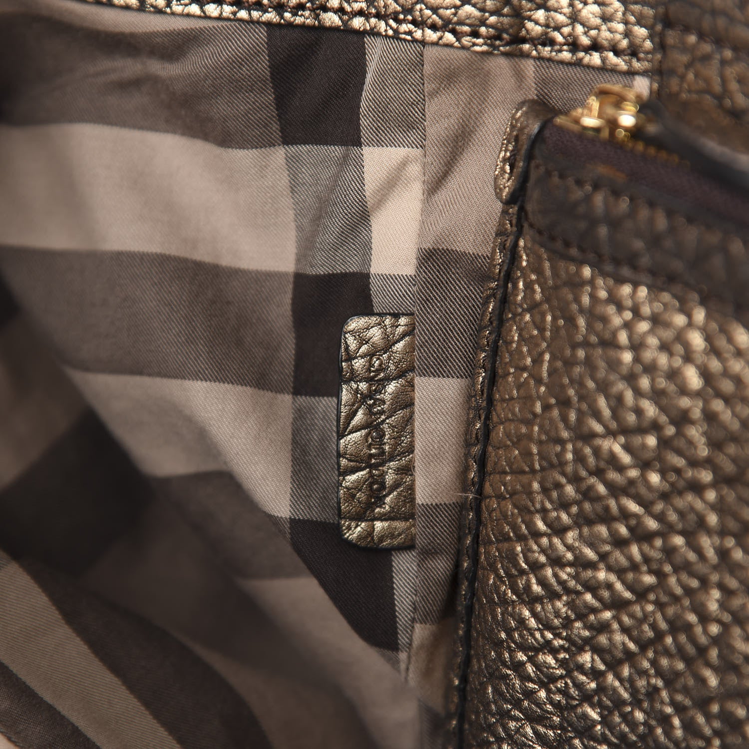 Burberry Metallic Grainy Calfskin Small Canterbury Tote Gold 9 of 13