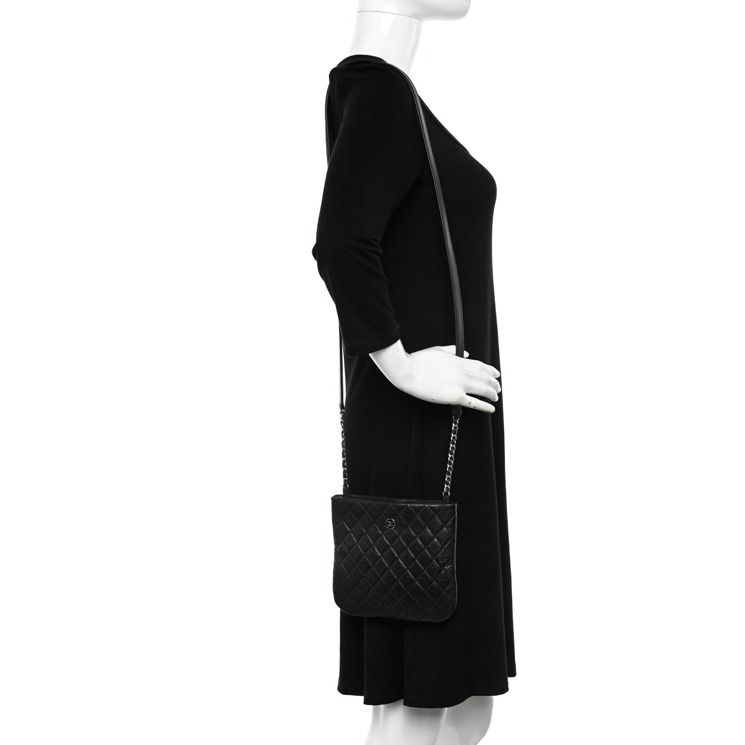 Chanel Aged Calfskin Quilted Crossbody Bag Black 2 of 10