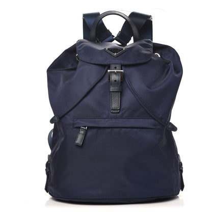Prada Nylon Vela Saffiano Medium Cinch Backpack Baltico 1 of 7