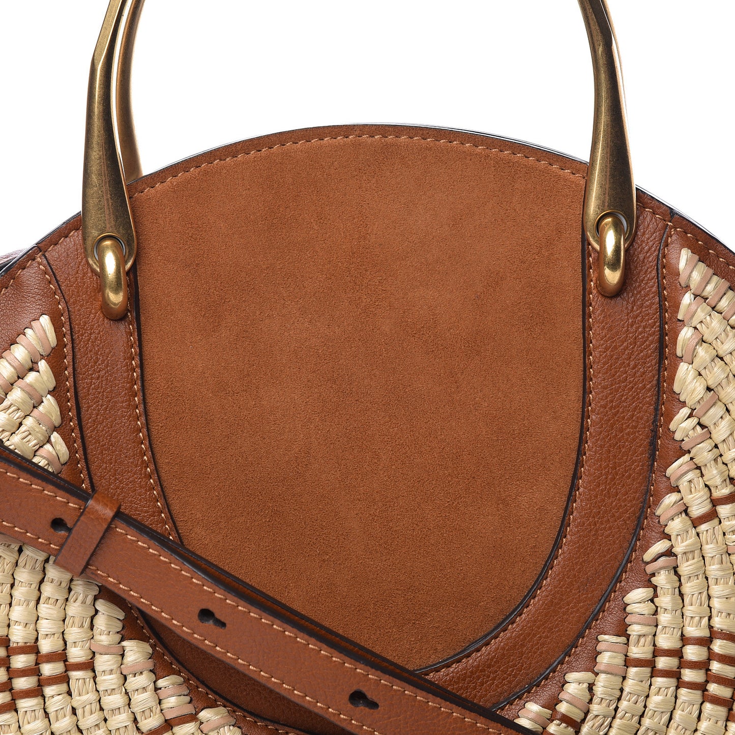 Calfskin Suede Raffia Medium Pixie Bag Caramel