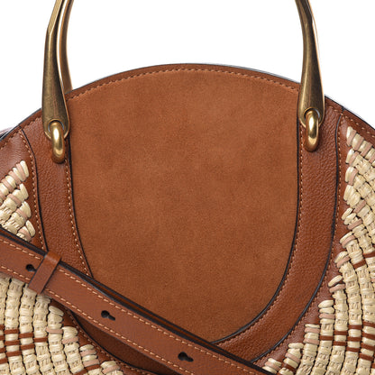 Chloe Calfskin Suede Raffia Medium Pixie Bag Caramel 14 of 14