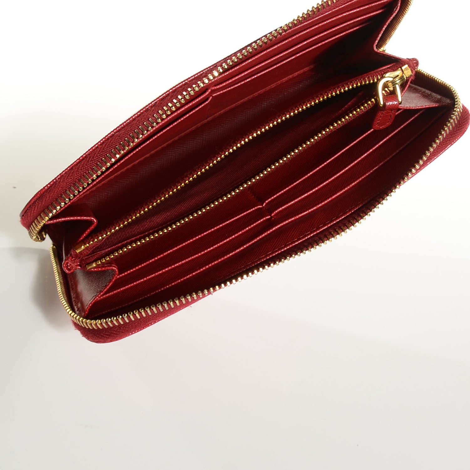 Prada Saffiano Metal Zip Around Wallet Fuoco 4 of 7