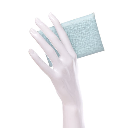 Hermes Epsom Calvi Card Case Bleu Zephyr 2 of 11