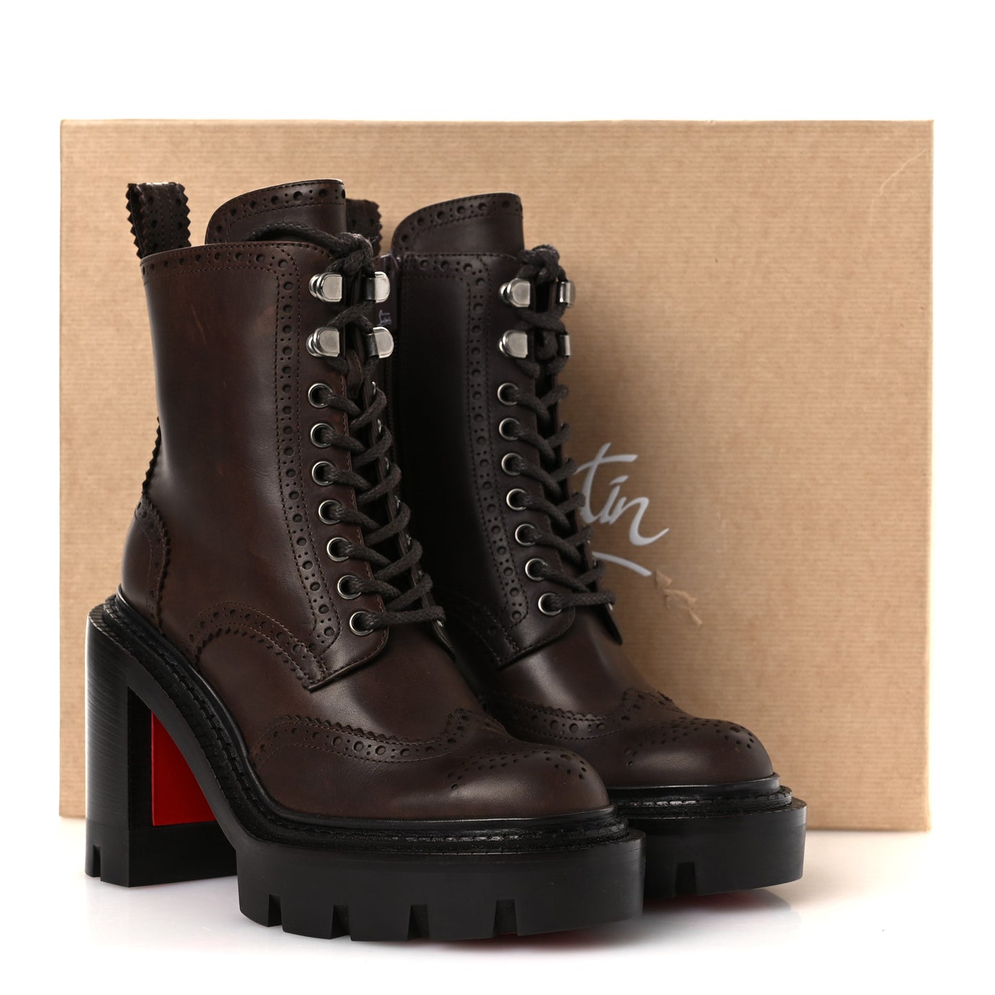 Waxed Calfskin Lace Up College 100 Boots 36 Cosme
