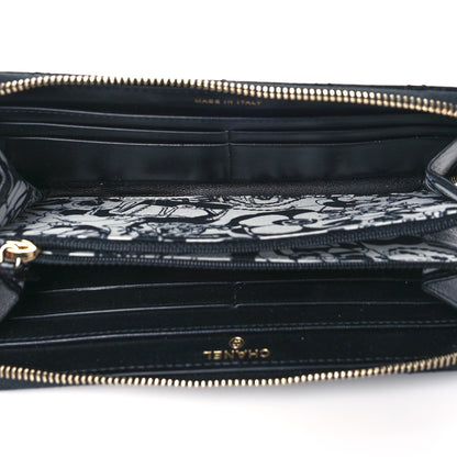 Chanel Lambskin Quilted Large Gusset Zip Around Wallet Black 5 of 8